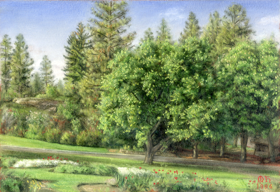 oil painting, Ferris garden, Manito Park, Melville Holmes